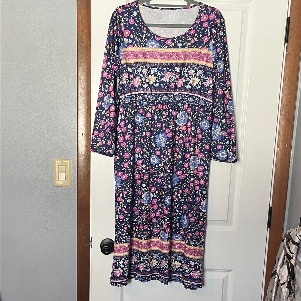 Amazon Multicolor Floral Long Sleeve Dress